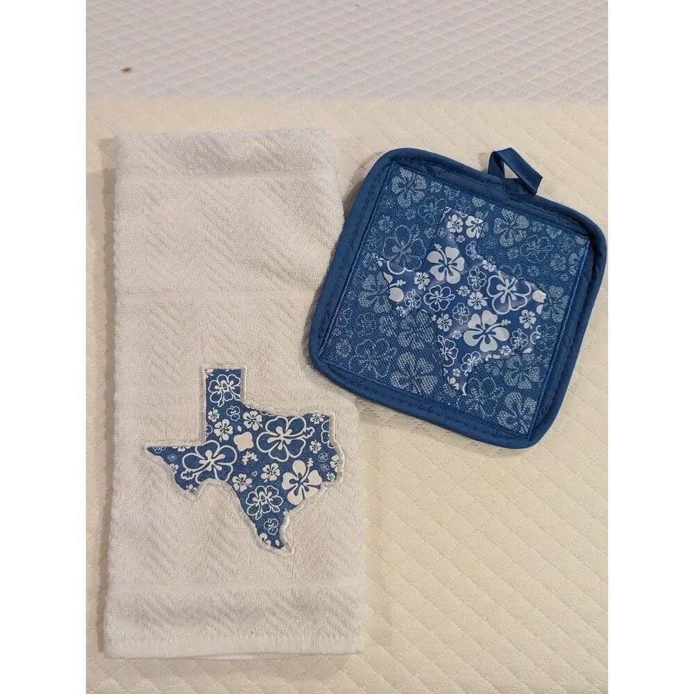 Embroidered Texas kitchen set pot holder kitchen towel New